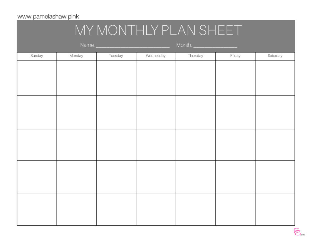 Monthly Plan Sheet